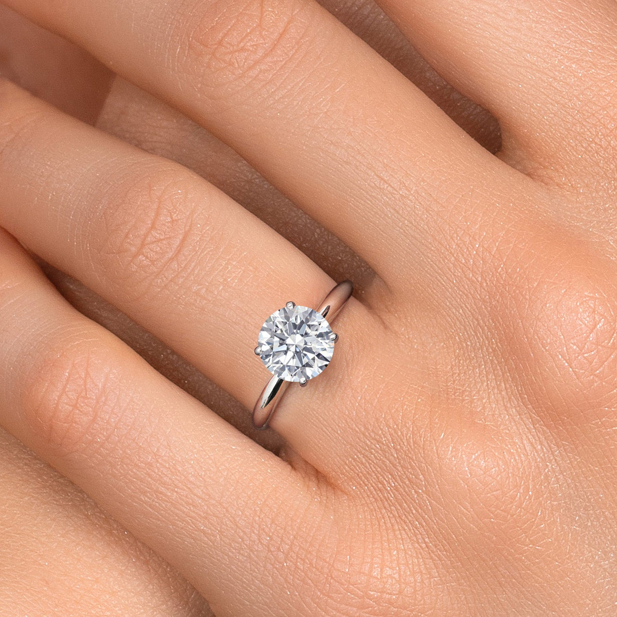 3.50 CTW Round Lab-Grown Diamond Solitaire Engagement Ring in 14K White Gold (F/VS, AGI Certified)-3