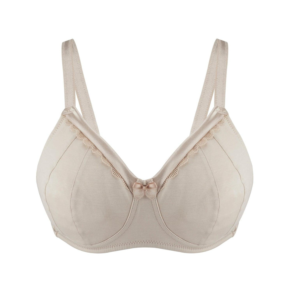 Ivory-Supportive Non-Wired Silk & Organic Cotton Full Cup Bra with removable paddings-0