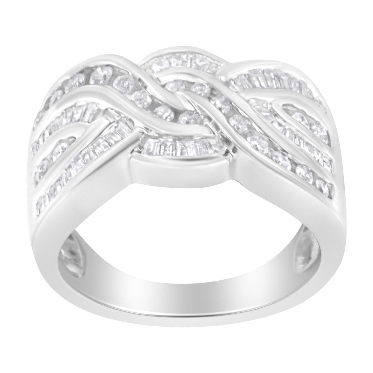 10K White Gold Diamond Bypass Ring (1 Cttw, H-I Color, I1-I2 Clarity)-1