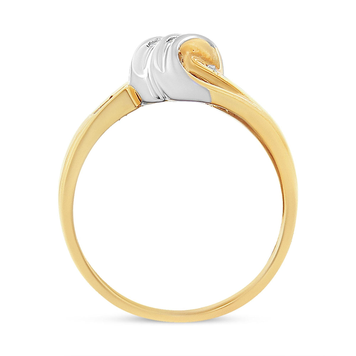 10K Yellow and White Gold 1/10 Cttw Baguette and Round-Cut Diamond Bypass Ring (I2 Color, H-I Clarity)-4