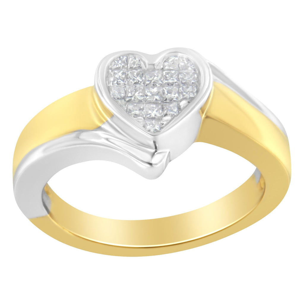 14K Two-Toned Gold Princess-Cut Diamond Heart Promise Ring (1/4 Cttw, H-I Color, I1-I2 Clarity)-3