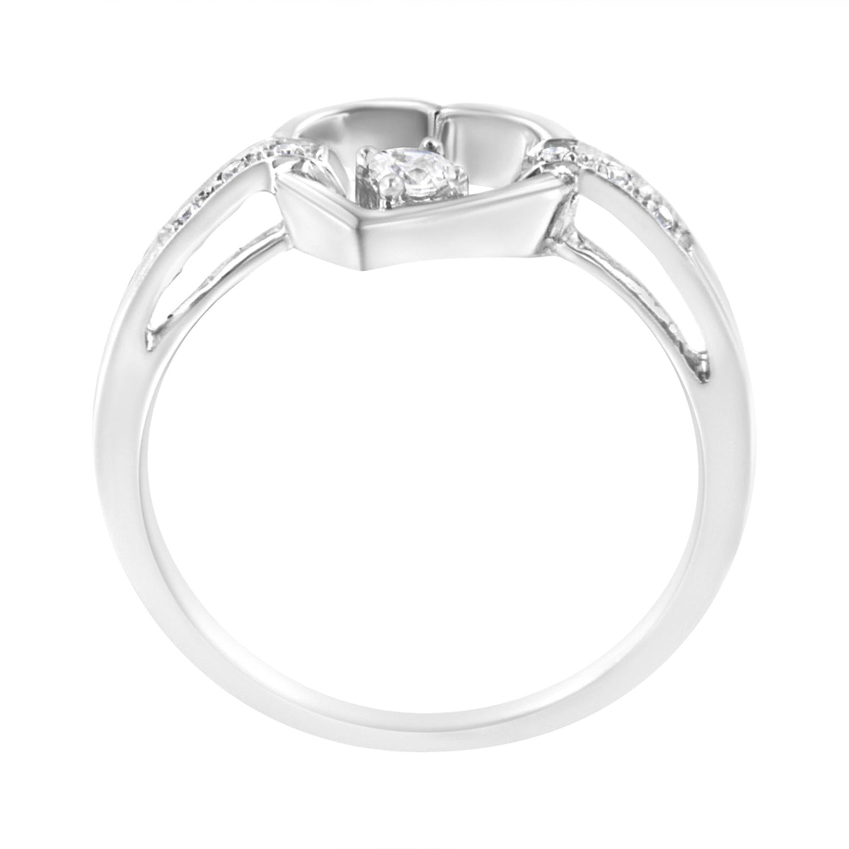 14K White Gold 1/8 Cttw Channel Set Round-Cut Diamond Heart Ring (H-I Color, SI2-I1 Clarity)-3