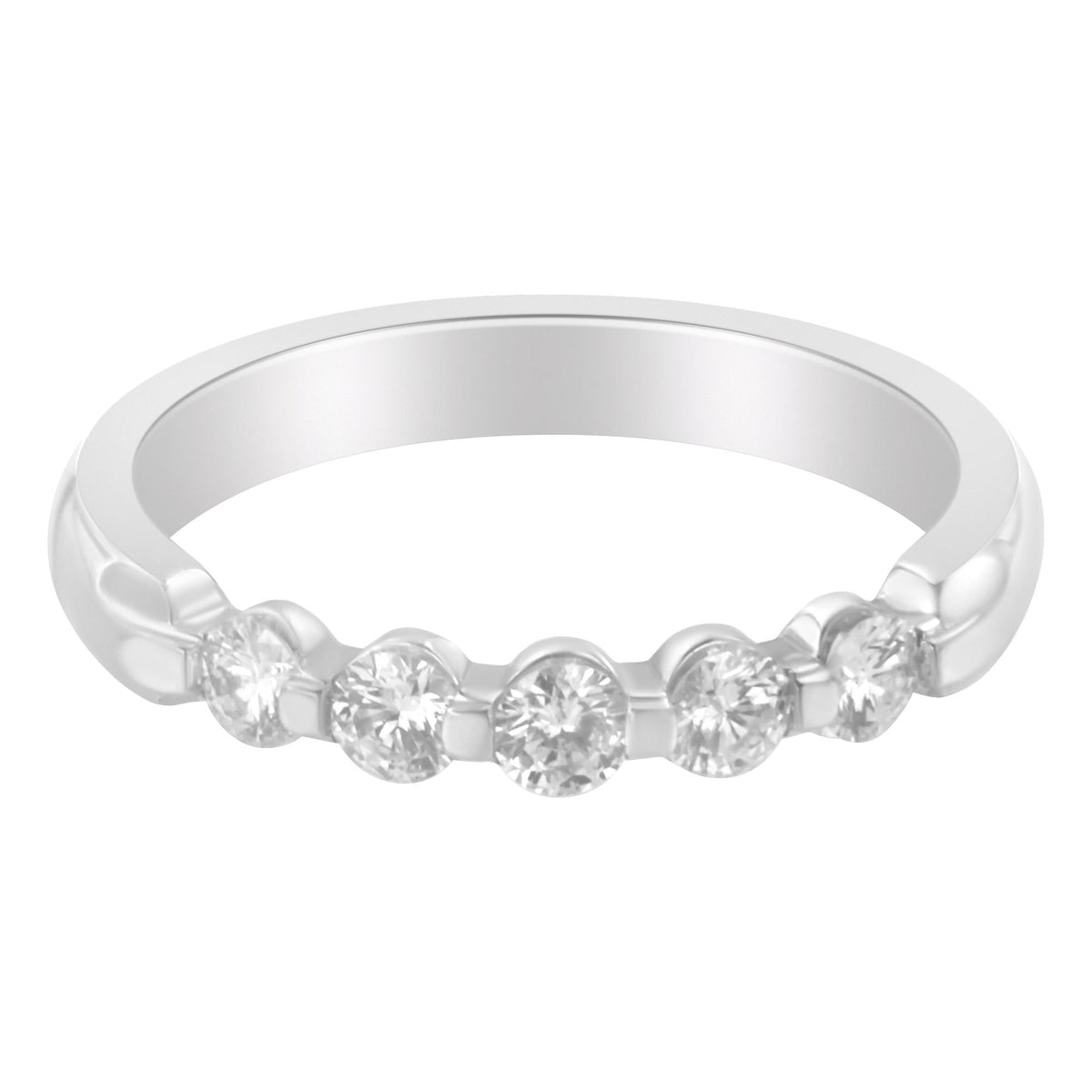 14K White Gold 1/2 cttw Diamond 5-Stone Band Ring (H-I Clarity, SI2-I1 Color)-4