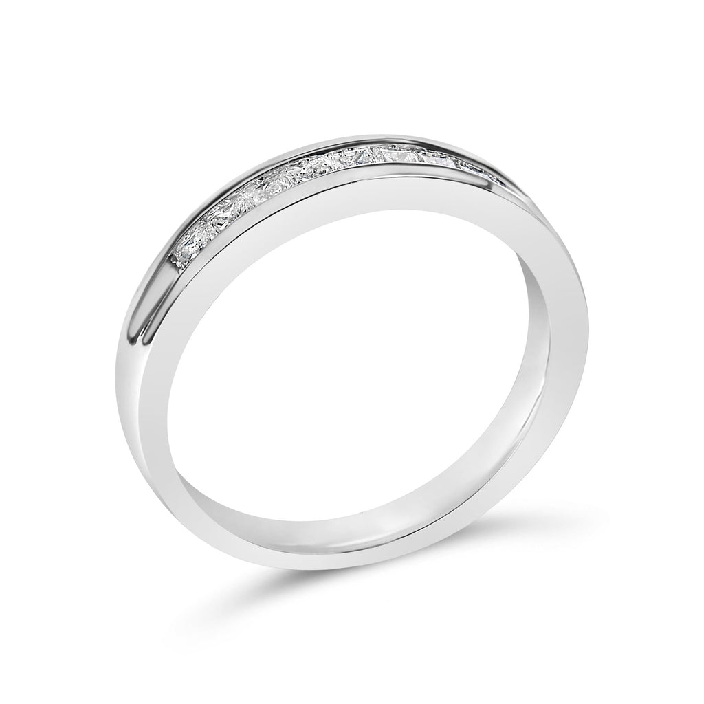 IGI Certified 1/2 Cttw Princess Cut Diamond 18K White Gold Channel Set Half Eternity Style Wedding Band Ring (H-I Color, SI2-I1 Clarity)-3