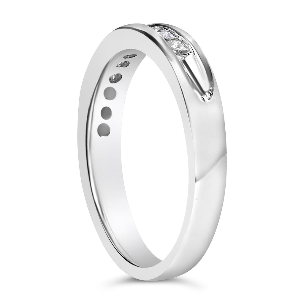 IGI Certified 1/2 Cttw Princess Cut Diamond 18K White Gold Channel Set Half Eternity Style Wedding Band Ring (H-I Color, SI2-I1 Clarity)-4