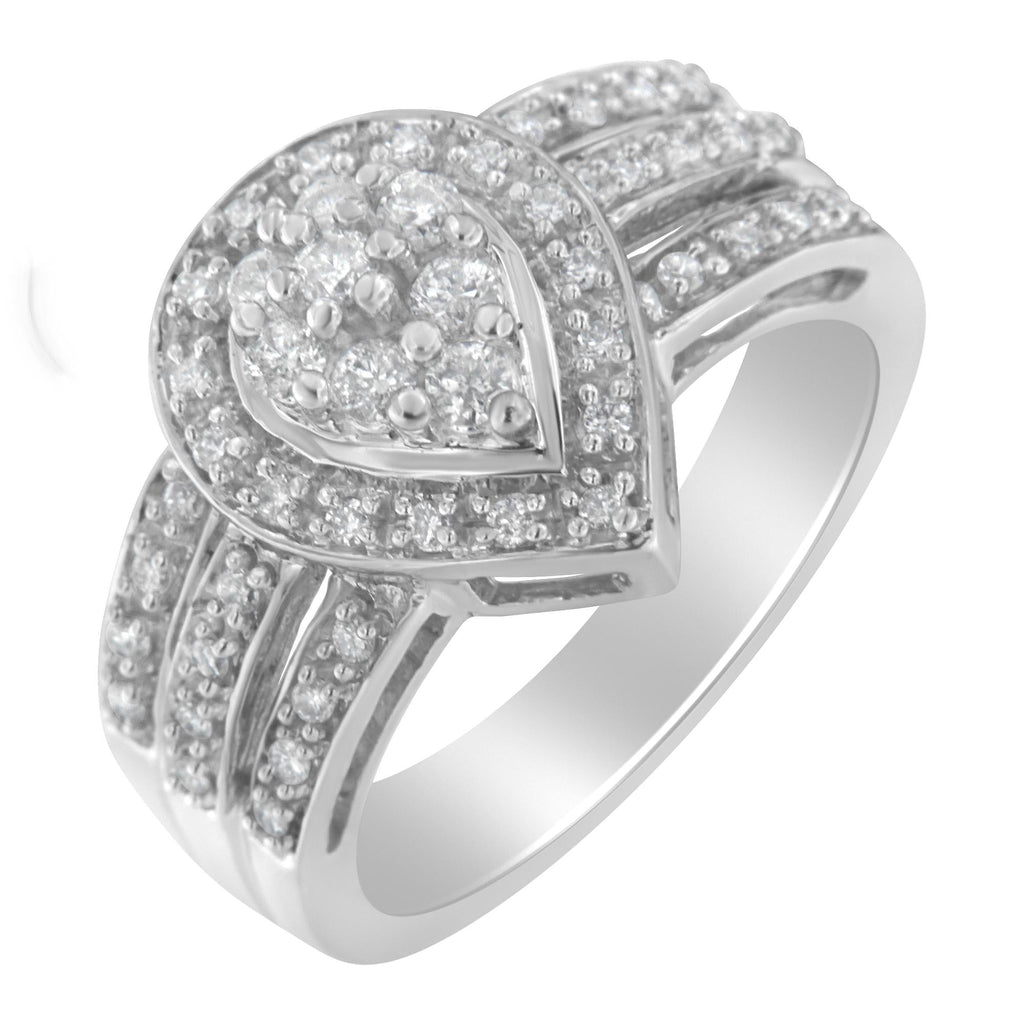 10K White Gold Diamond Cocktail Teardrop Ring (1/2 Cttw, H-I Color, SI2-I1 Clarity)-4
