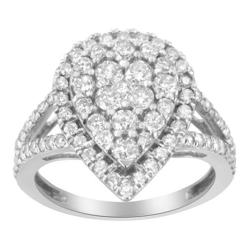 .925 Sterling Silver Diamond Cluster Ring (1 1/2 Cttw, H-I Color, I1-I2 Clarity)-1