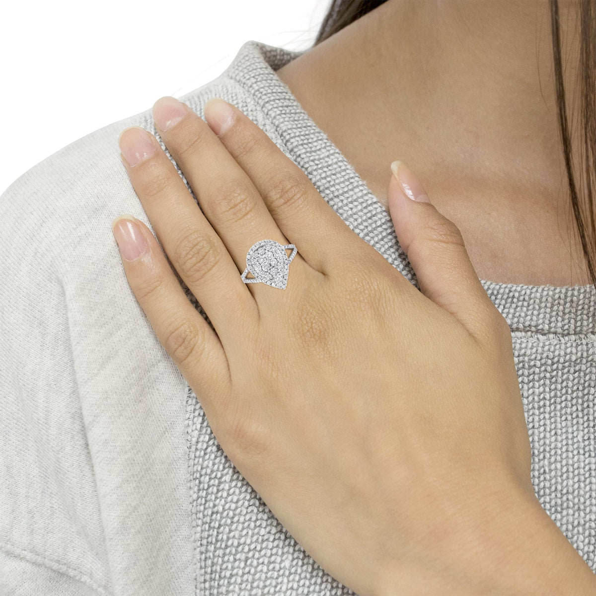 .925 Sterling Silver Diamond Cluster Ring (1 1/2 Cttw, H-I Color, I1-I2 Clarity)-2