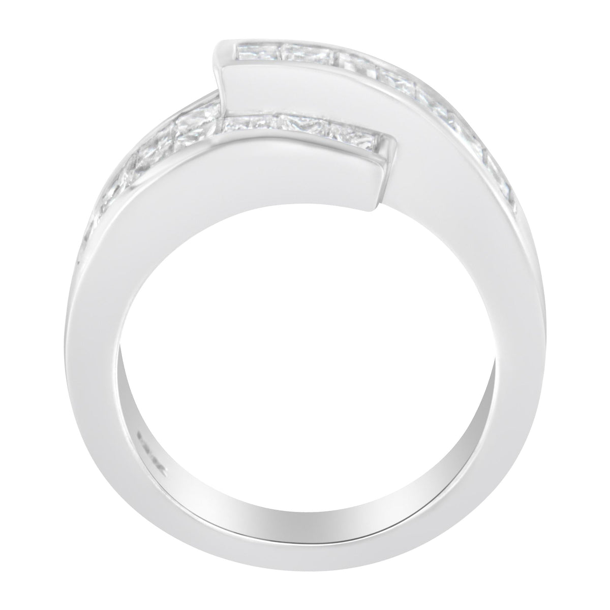 14K White Gold 2.0 Cttw Channel-Set Princess and Baguette-Cut Diamond Bypass Ring Band (G-H Color, SI1-SI2 Clarity)-3