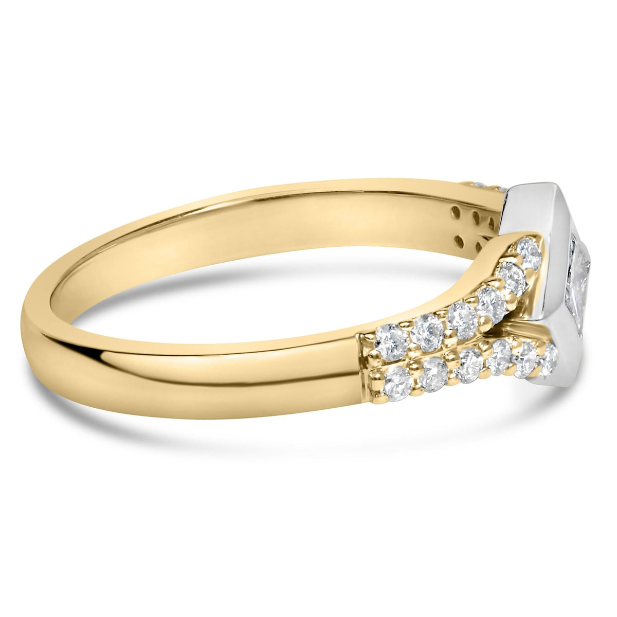 10K Two Tone Color 1/2 Cttw Diamond Kite and Split Shank Ring (H-I Color,SI2-I1 Clarity)-1