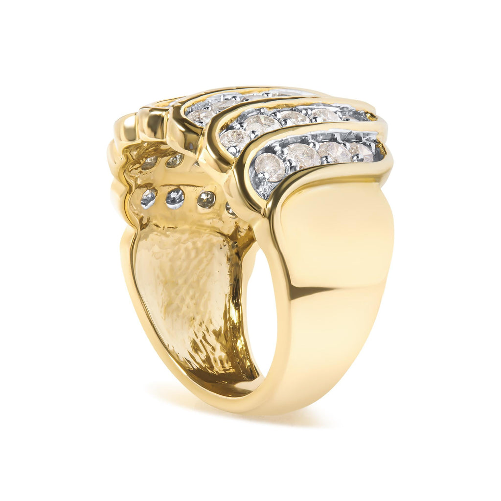 10 Yellow Gold 2.00 Cttw Diamond Multi Row Cocktail Band Ring (I-J Color, I1-I2 Clarity)-3
