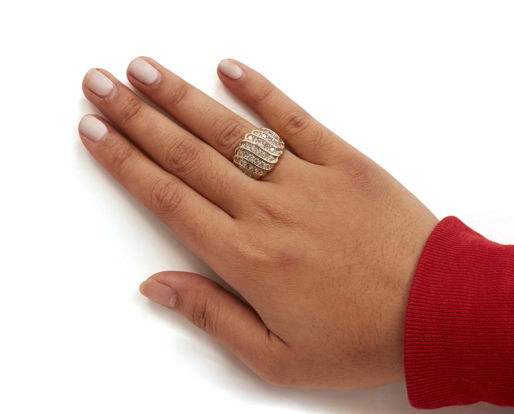 10 Yellow Gold 2.00 Cttw Diamond Multi Row Cocktail Band Ring (I-J Color, I1-I2 Clarity)-2
