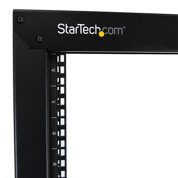Star Tech 2-Post 42U Mobile Open Frame Server Rack, Two Post 19in Network Rack with Wheels, Rolling Open Rack for AV/Data/Media/IT Equipment, Computer Rack for Home/Office Spaces - Casters Included