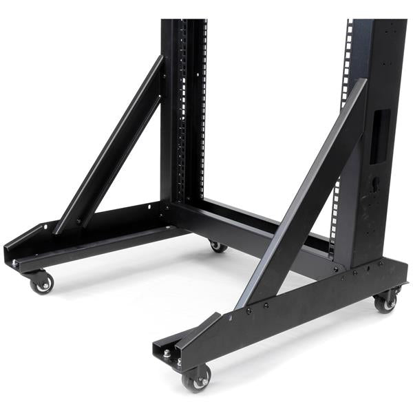 Star Tech 2-Post 42U Mobile Open Frame Server Rack, Two Post 19in Network Rack with Wheels, Rolling Open Rack for AV/Data/Media/IT Equipment, Computer Rack for Home/Office Spaces - Casters Included