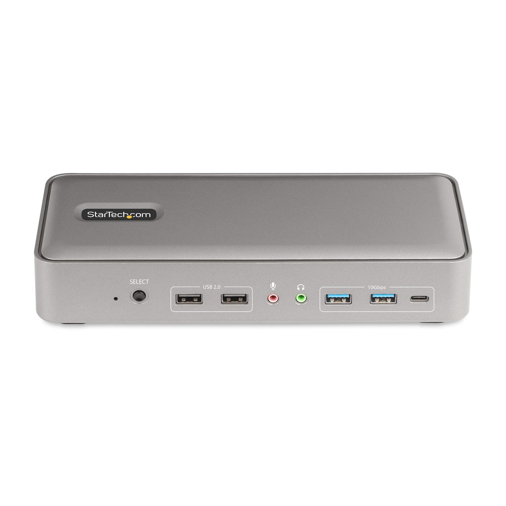 Star Tech Dual-Laptop USB-C KVM Docking Station, Dual Monitor 4K 60Hz DisplayPort Dock, 5-Port USB Hub, GbE, 90W/45W Power Delivery to Two Laptops, Windows/Mac, 2-Host KVM Dock