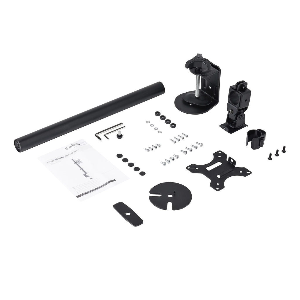 Star Tech Single Monitor Desk Mount - Single Screen Heavy Duty Pole Mount for up to 8kg VESA Compatible Displays - Ergonomic Height Adjustable Monitor Arm Mount - Desk Clamp/Grommet