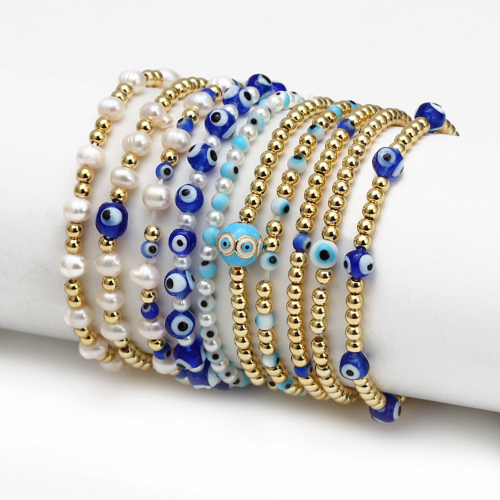 Women's New Eye Beads Bracelet Set