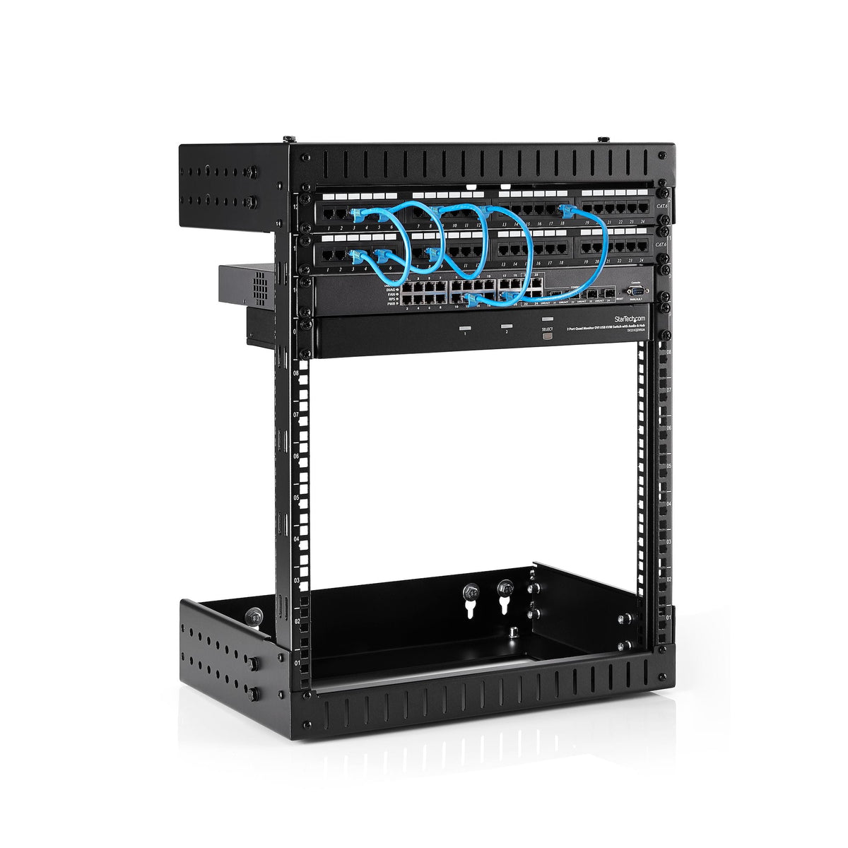 Star Tech 12U 19" Wall Mount Network Rack - Adjustable Depth 12-20" 2 Post Open Frame Server Room Rack for AV/Data/ IT Communication/Computer Equipment/Switch w/Cage Nuts & Screws
