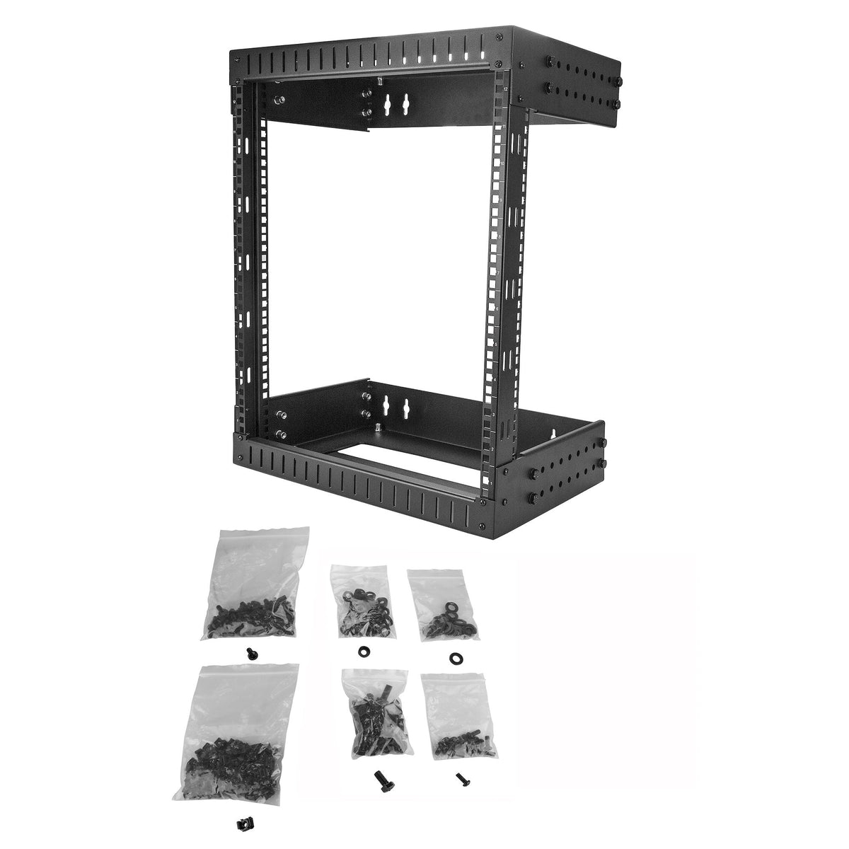Star Tech 12U 19" Wall Mount Network Rack - Adjustable Depth 12-20" 2 Post Open Frame Server Room Rack for AV/Data/ IT Communication/Computer Equipment/Switch w/Cage Nuts & Screws