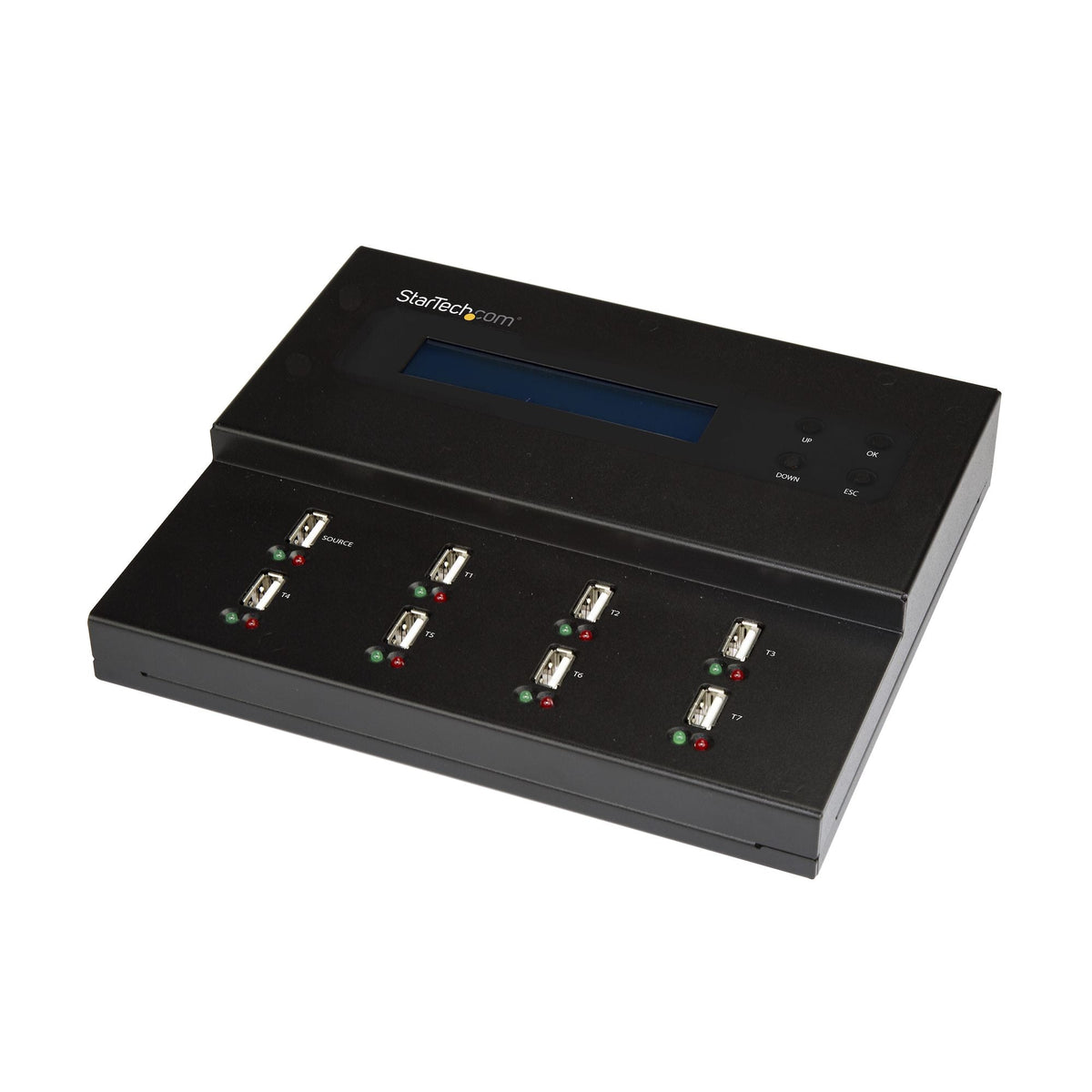 Star Tech Standalone 1 to 7 USB Thumb Drive Duplicator and Eraser, Multiple USB Flash Drive Copier, System and File and Whole-Drive Copy at 1.5 GB/min, Single and 3-Pass Erase, LCD Display - TAA