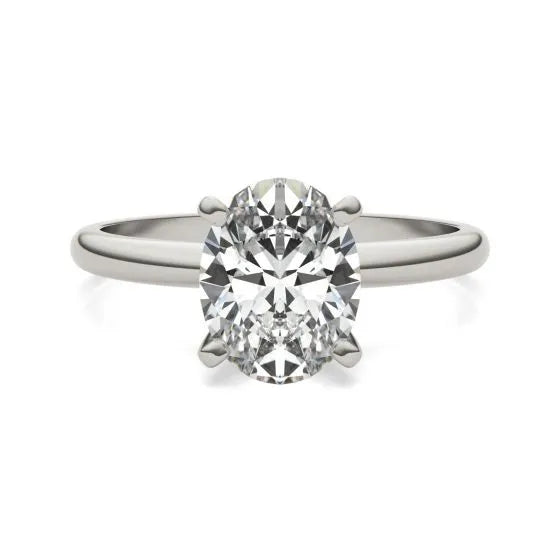2.00 CTW AGI Certified  Oval Lab Grown Diamond Solitaire Engagement Ring in 14K White Gold (G-VS)-2