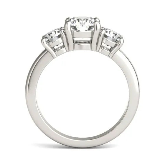 1.00 CTW Round Lab-Grown Diamond G/VS Three-Stone Engagement Ring in 14K White Gold Over Sterling Silver-3