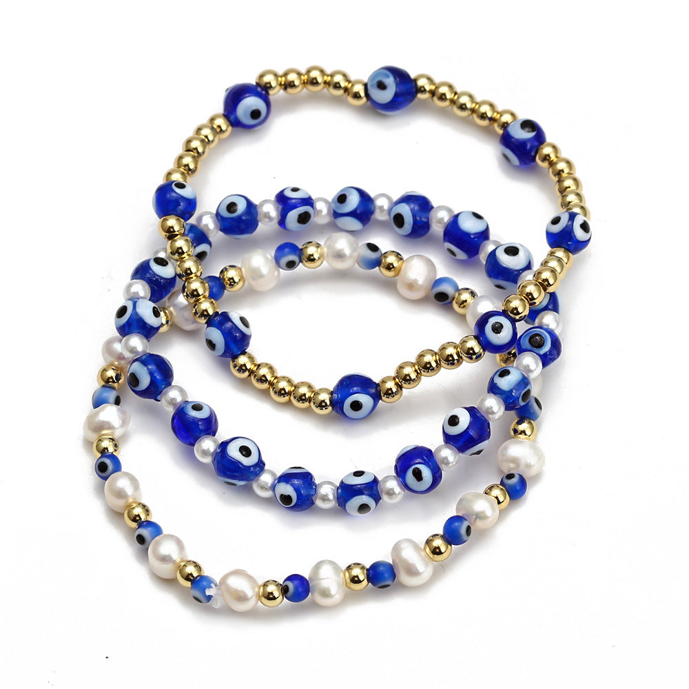 Women's New Eye Beads Bracelet Set