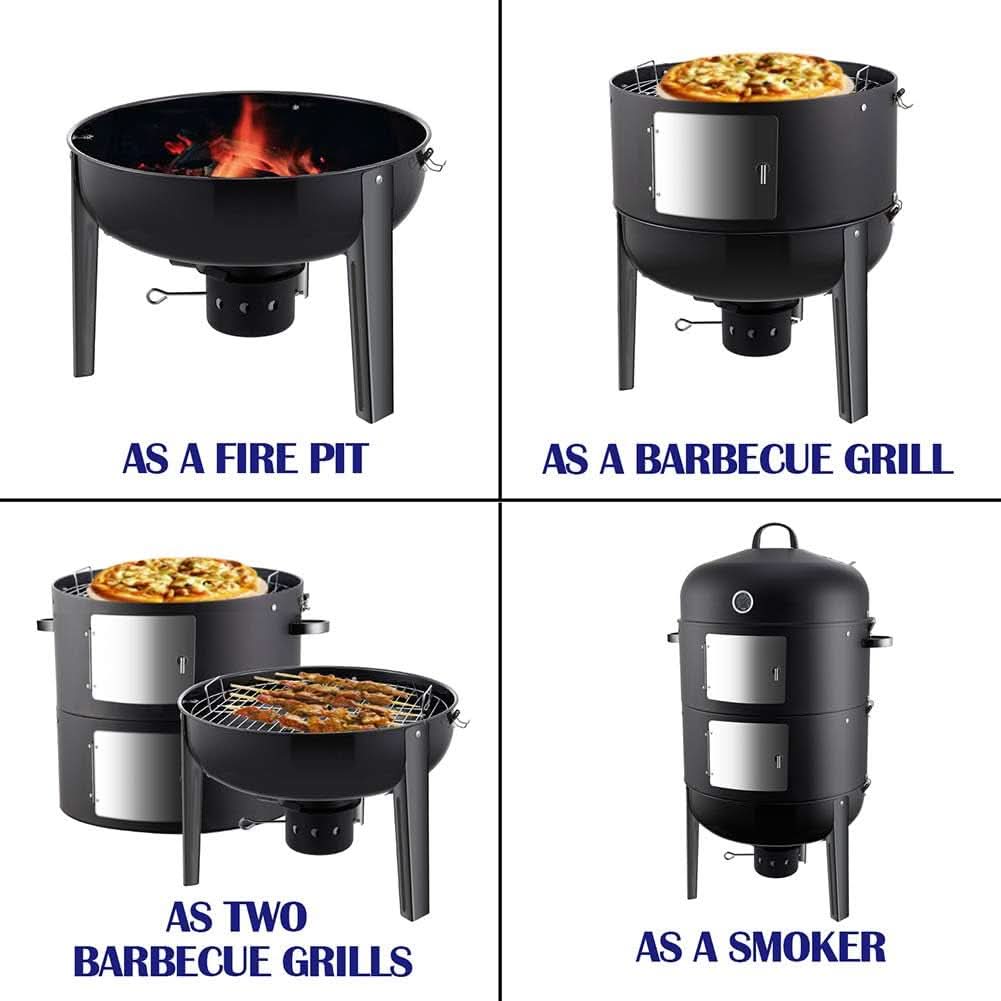 20 Inches Charcoal Vertical BBQ Smoker Outdoor Cooking-1