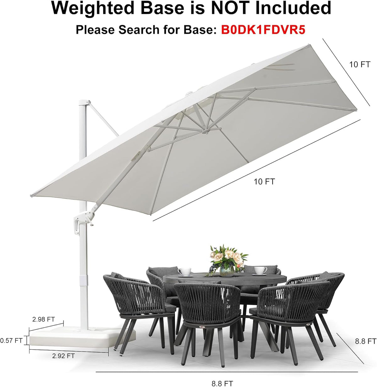 10-Foot Cantilever Patio Umbrella With UV-Resistant Fabric-4