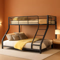 Heavy Duty Twin Over Queen Metal Bunk Bed In Black-0