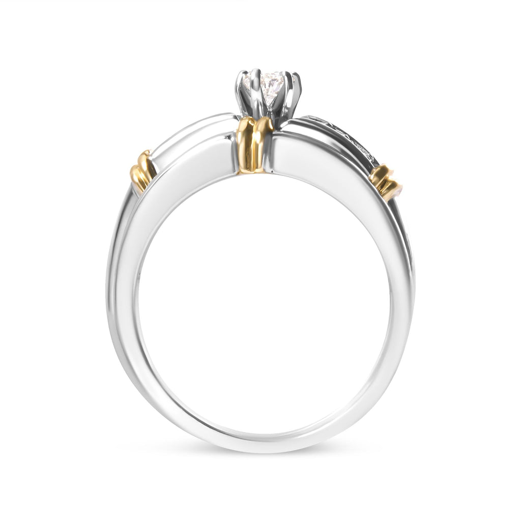 14K Yellow and White Gold 1/3 Cttw Marquise Diamond Cocktail Engagement Ring Set (H-I Color, SI1-SI2 Clarity)-1
