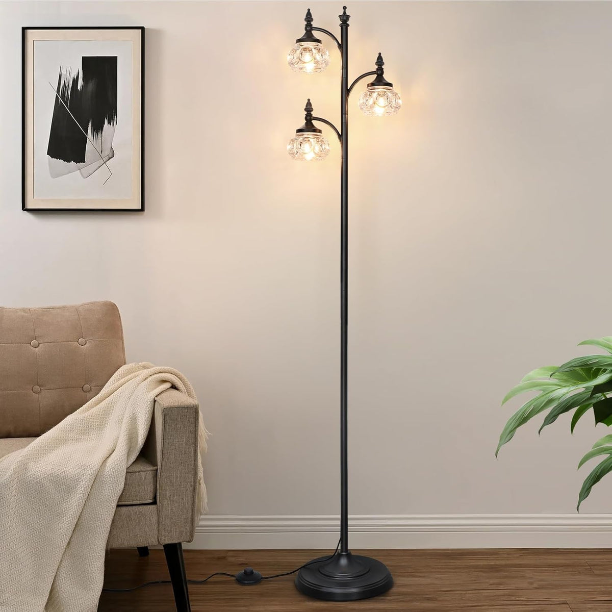 Black Floor Lamp Dimmable Illuminated Standing Light-1