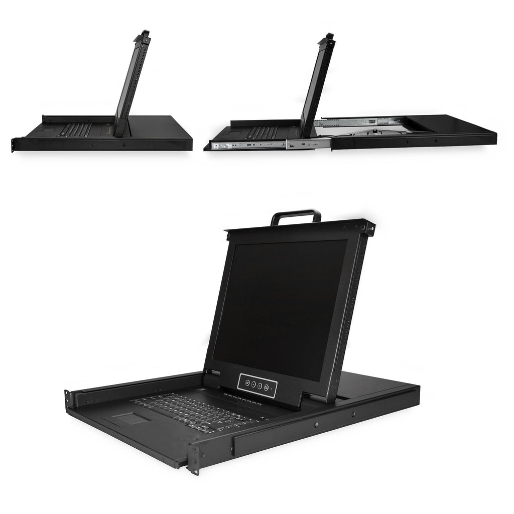 Star Tech 8 Port Rackmount KVM Console w/ 6ft Cables - Integrated KVM Switch w/ 17" LCD Monitor - Fully Featured 1U LCD KVM Drawer- OSD KVM - Durable 50,000 MTBF - USB + VGA Support
