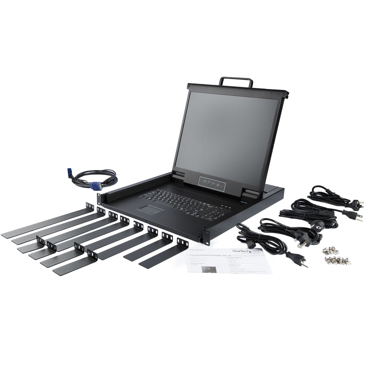 Star Tech Rackmount KVM Console - Single Port VGA KVM with 19" LCD Monitor for Server Rack - Fully Featured Universal 1U LCD KVM Drawer w/Cables & Hardware - USB Support - 50,000 MTBF