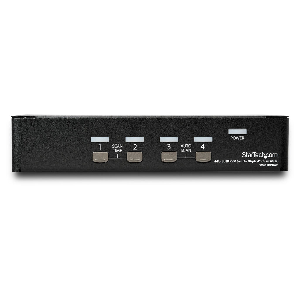 Star Tech 4 Port DisplayPort KVM Switch - 4K 60Hz - Single Display - Dual Port UHD DP 1.2 USB KVM Switch with Integrated USB 2.0 Hub & Audio - Dell, HP, Apple, Lenovo - TAA Compliant