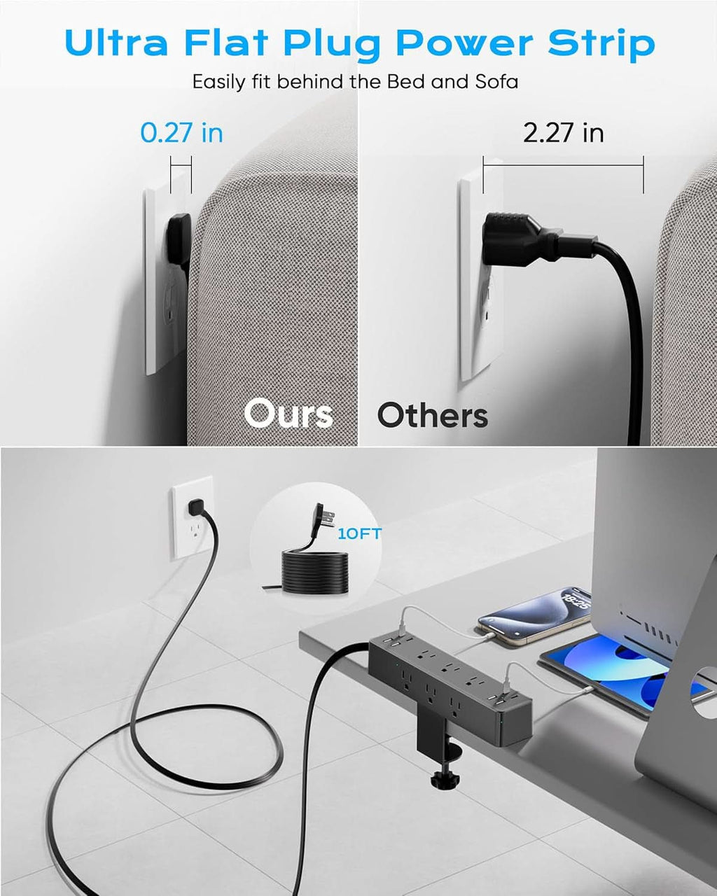 Desk Clamp Power Strip With 17-in-1 Hub And 40W Fast Charge-3