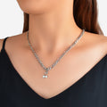 Retro Punk Silver Chain Rhinestone Decor Cherry Charm Necklace Women Accessories-0