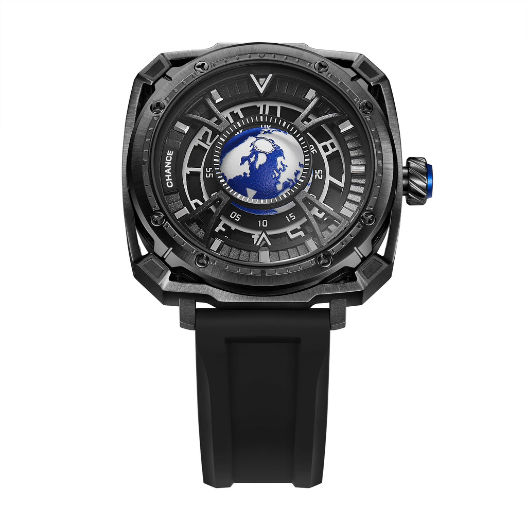CHANCE Luxury Men Mechanical Wristwatch Automatic Watch Stainless Steel Case Sports Silicone Strap Luminous Watches Clock 9052-7