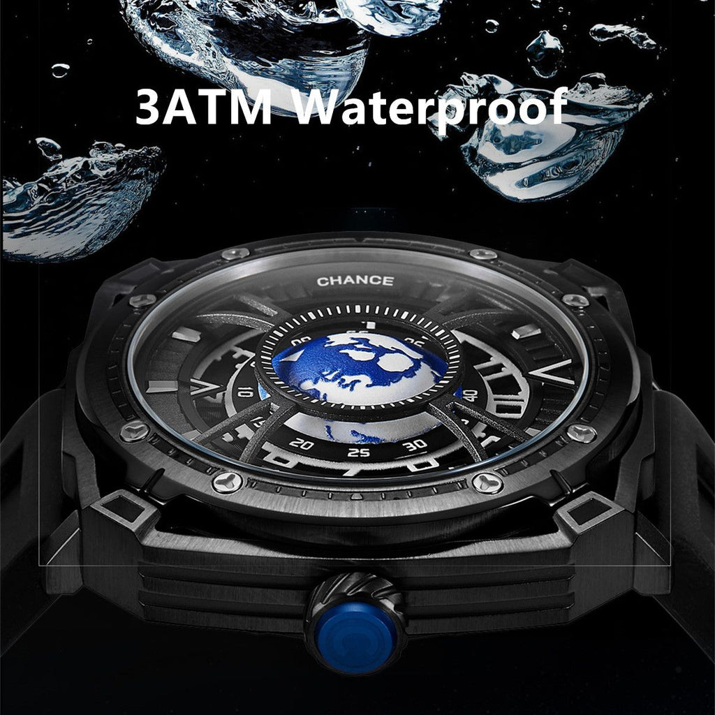 CHANCE Luxury Men Mechanical Wristwatch Automatic Watch Stainless Steel Case Sports Silicone Strap Luminous Watches Clock 9052-4