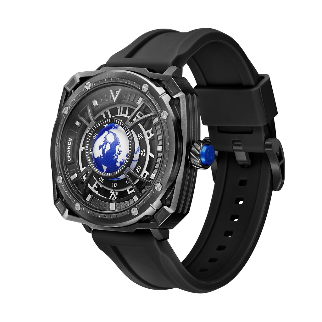 CHANCE Luxury Men Mechanical Wristwatch Automatic Watch Stainless Steel Case Sports Silicone Strap Luminous Watches Clock 9052-6