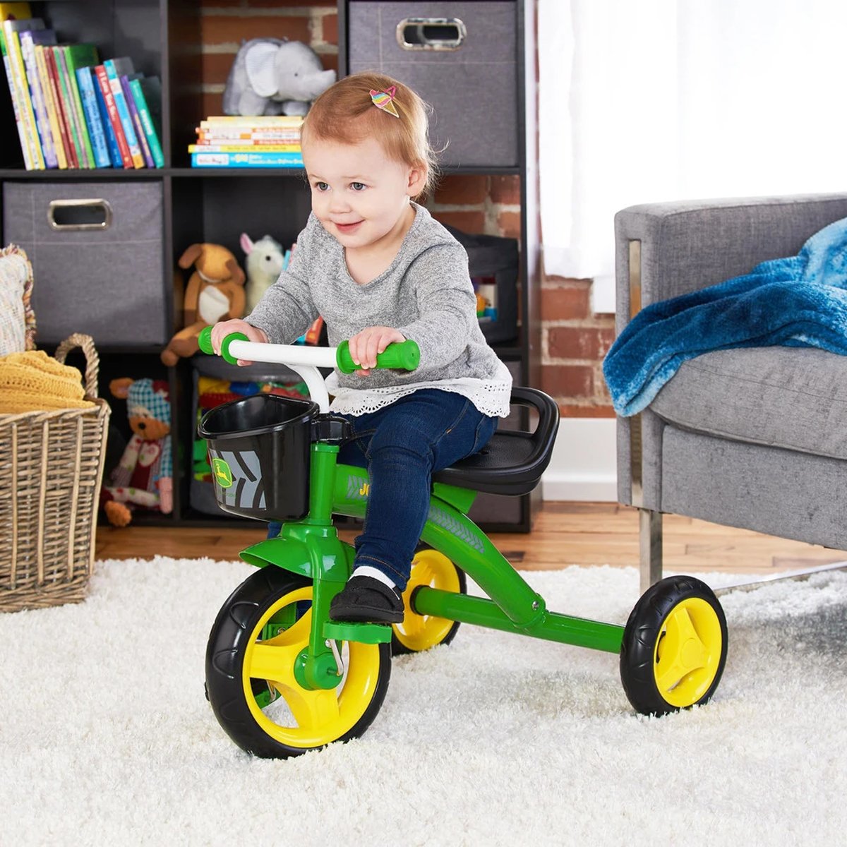 NNEDPE John Deere Green Steel Tricycle Ride On Toy 46790-4
