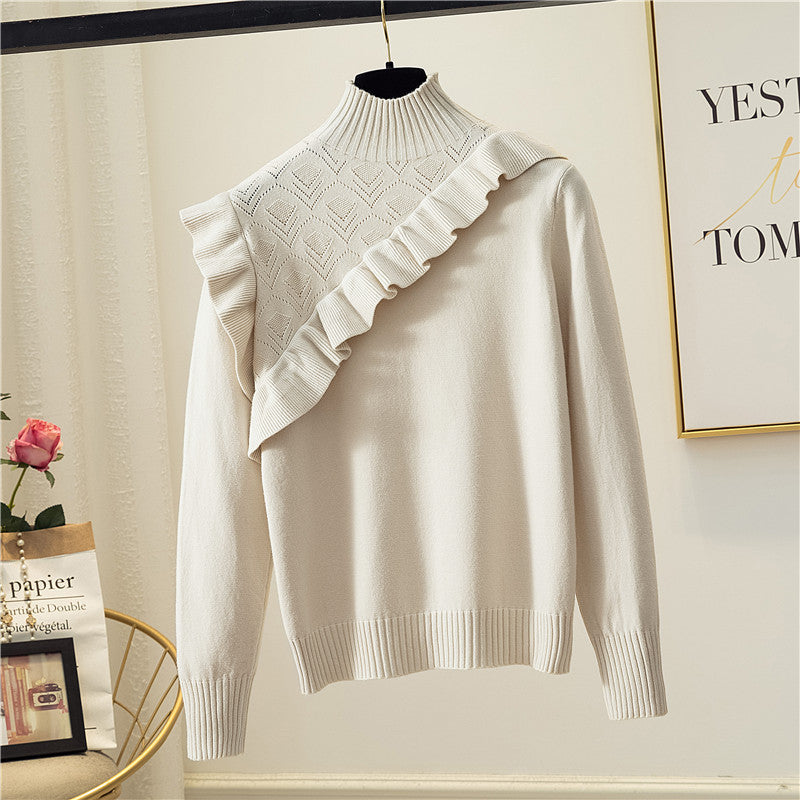 Women's 2020 Autumn Winter Sweet Ruffled Knit Sweater
