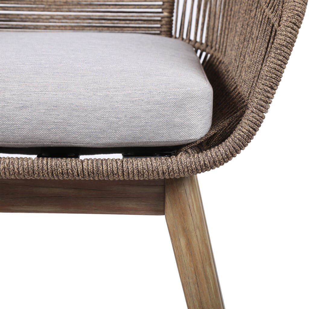 27" Gray and Natural Wood Solid Wood Outdoor Dining Chair with Gray Cushion