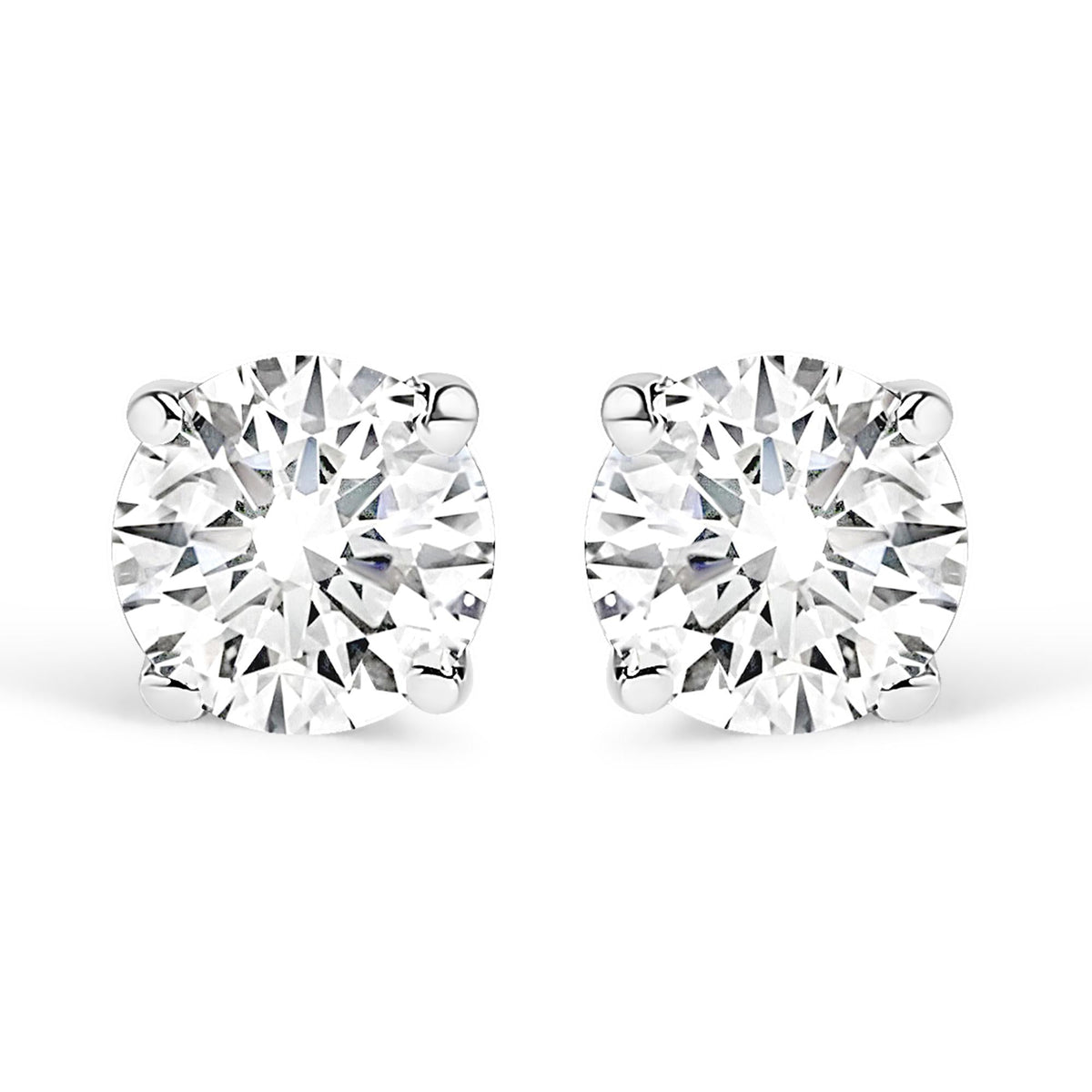 14K White Gold 1.0 Cttw 4-Prong Set Brilliant Round-Cut Solitaire Lab Grown Diamond Push Back Stud Earrings (E-F Color, VVS2-VS1 Clarity)-0