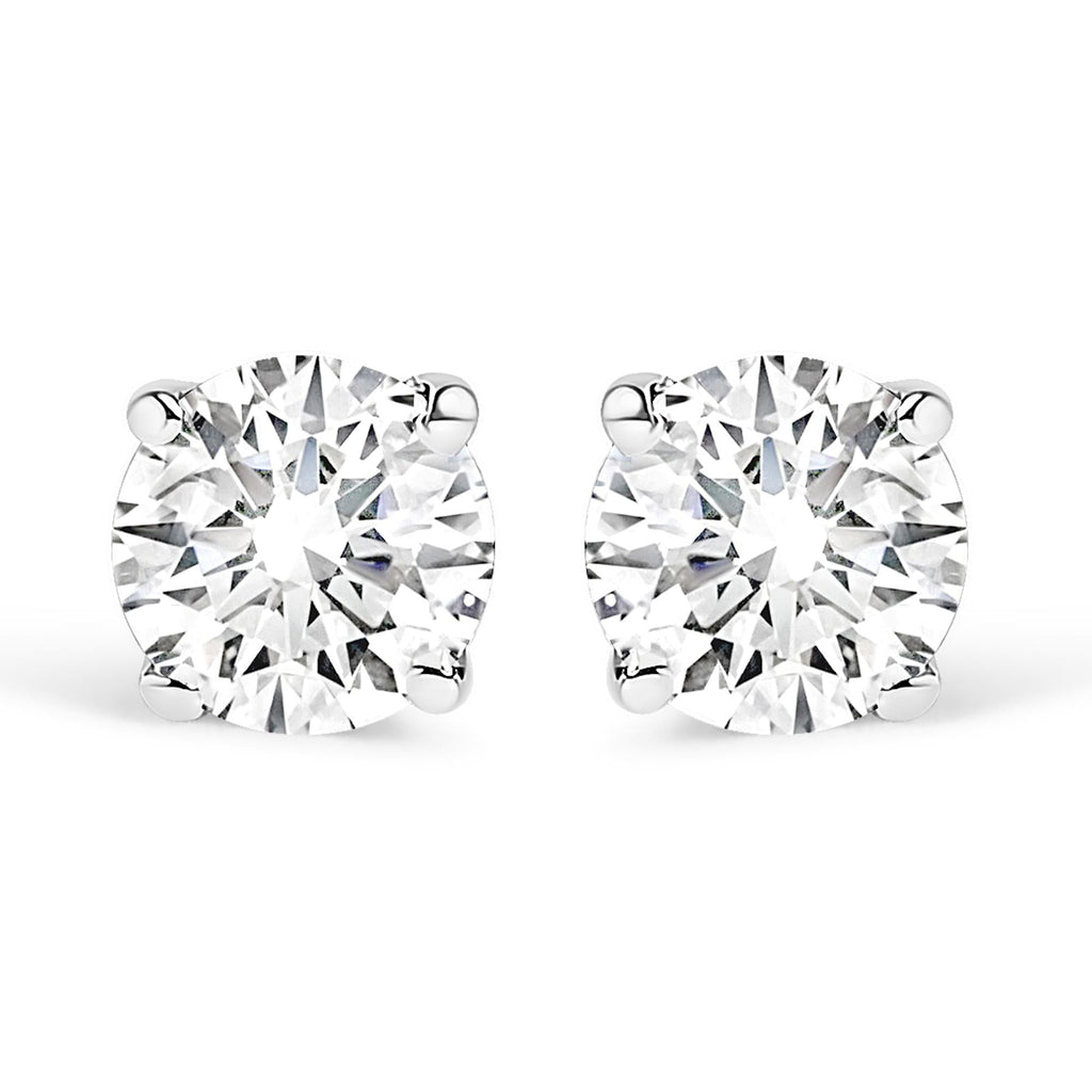 14K White Gold 3/4 Cttw Round Brilliant-Cut Near Colorless Diamond Classic 4-Prong Stud Earrings (H-I Color, SI1-SI2 Clarity)-0