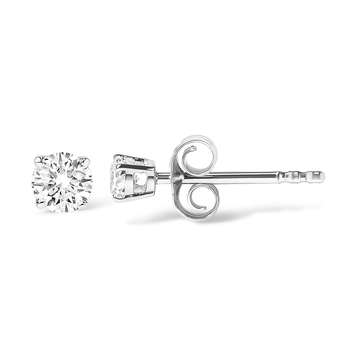 14K White Gold 1.0 Cttw 4-Prong Set Brilliant Round-Cut Solitaire Lab Grown Diamond Push Back Stud Earrings (E-F Color, VVS2-VS1 Clarity)-2