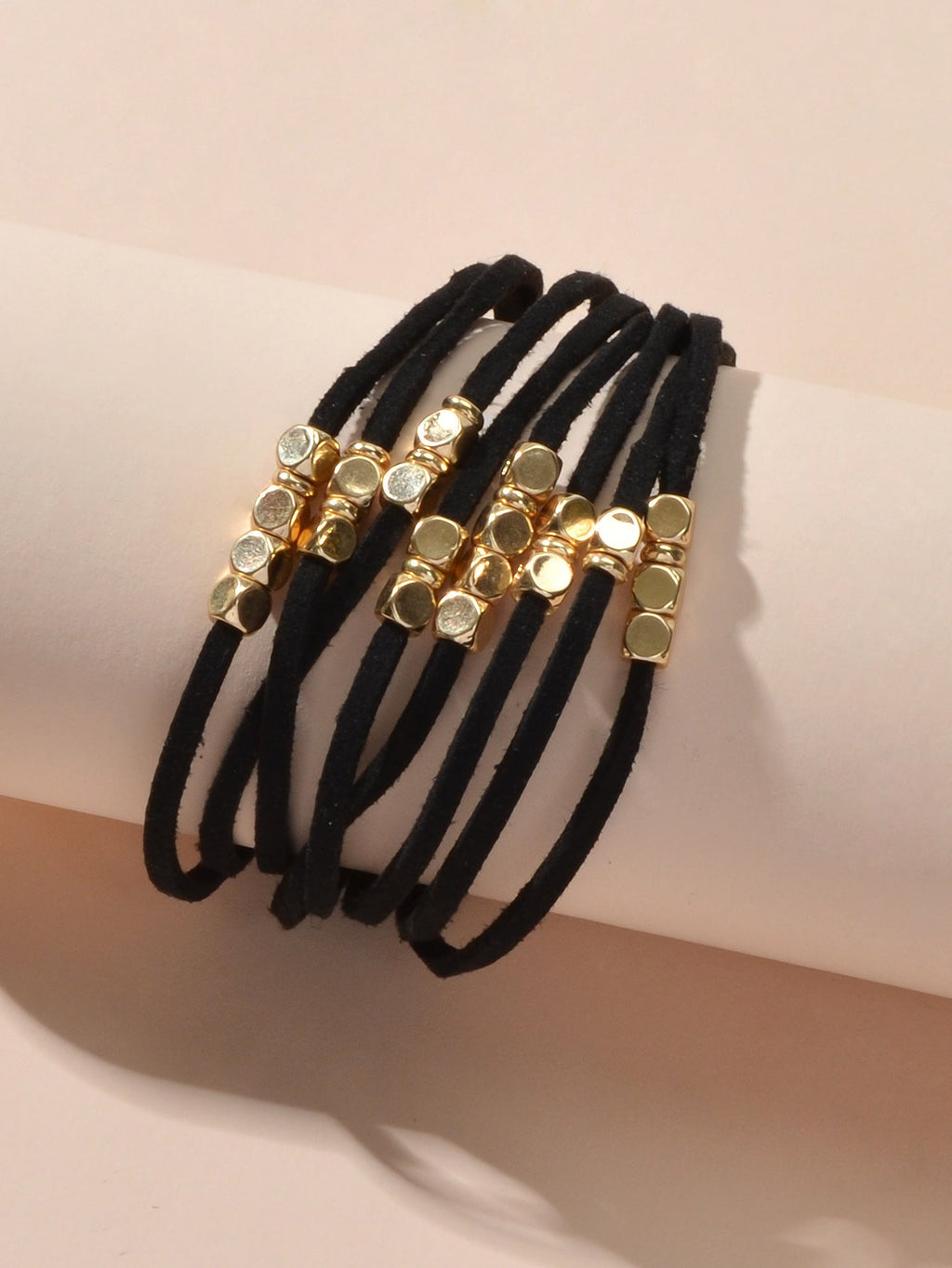 Female Jewellery Metal Beads Multi-layer Black Suede Chain Wrap Women Bracelets-2