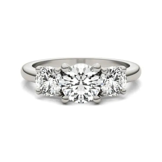 AGI Certified 2 CTW Classic Three-Stone Round Lab-Grown Diamond Engagement Ring – G/VS – 14K White Gold Over Sterling-4