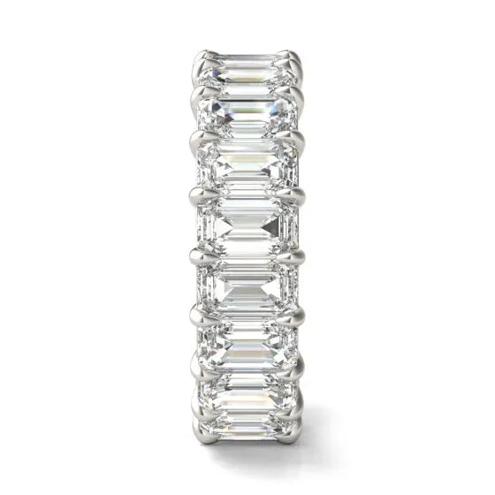 6 1/4 CTW Emerald Lab Grown Diamond Couture Classic Eternity Ring 14K White Gold (G-VS)-3