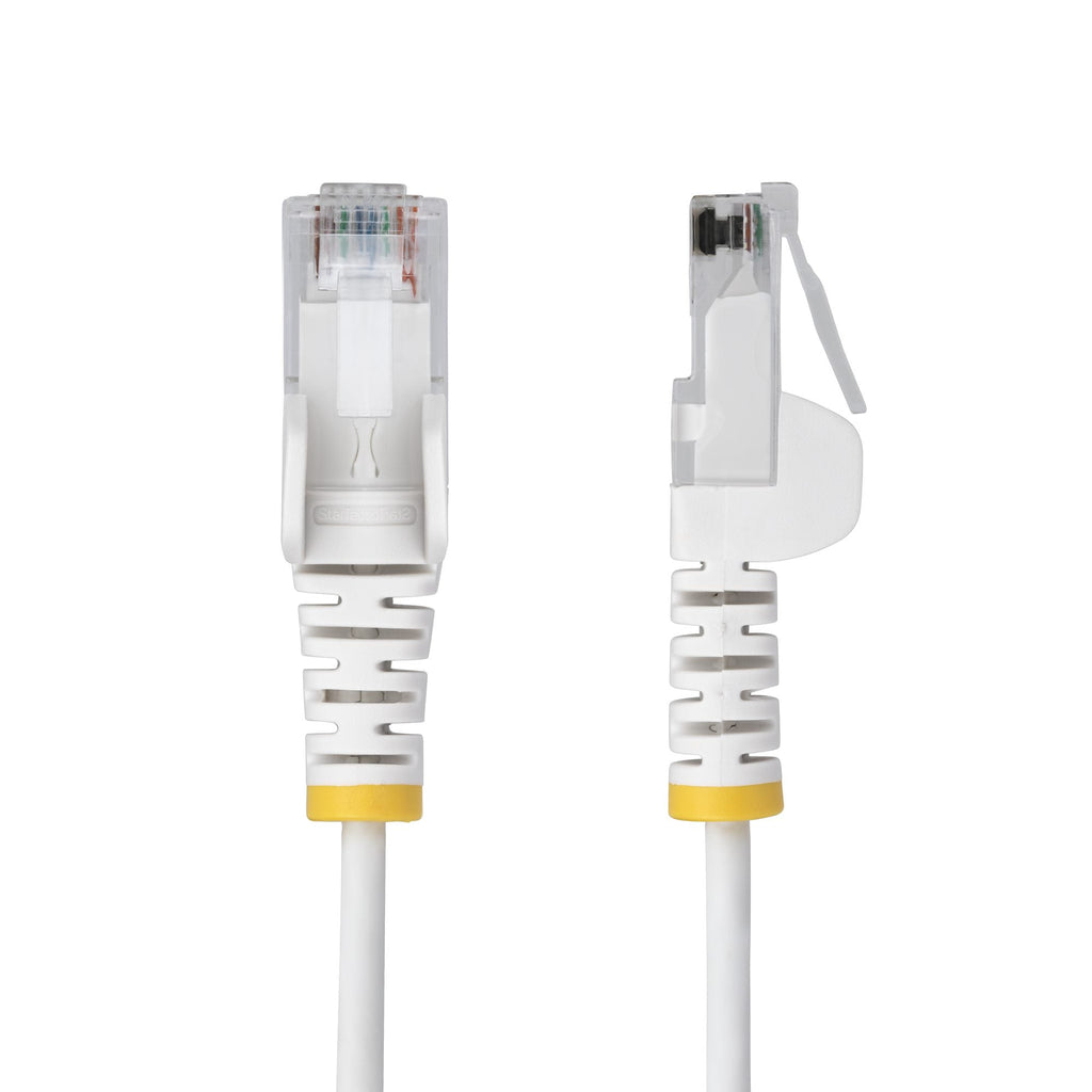 Star Tech 1.5m White Slim CAT6 Ethernet Cable, Snagless, 100W PoE, UTP, LSZH, 28AWG Pure Bare Copper Wire, Slim RJ45 Network Patch Cord w/Strain Reliefs, Individually Tested